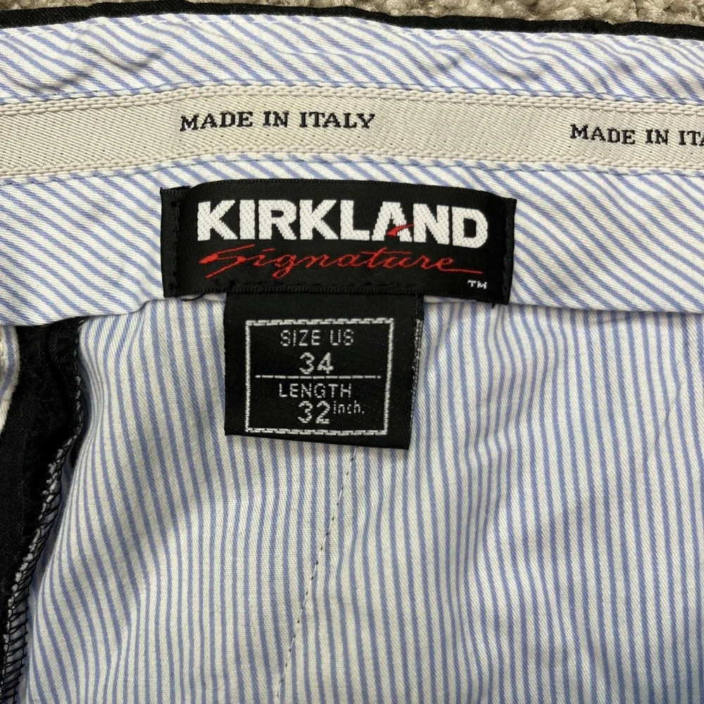 Kirkland Signature Dress Pants Mens 34x32 Gray Pleated Straight Leg Wool